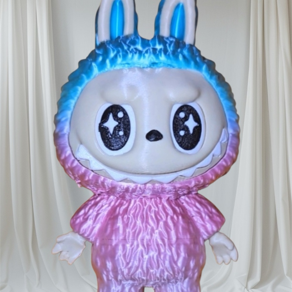 Pink and Blue Ombré Labubu Keychain